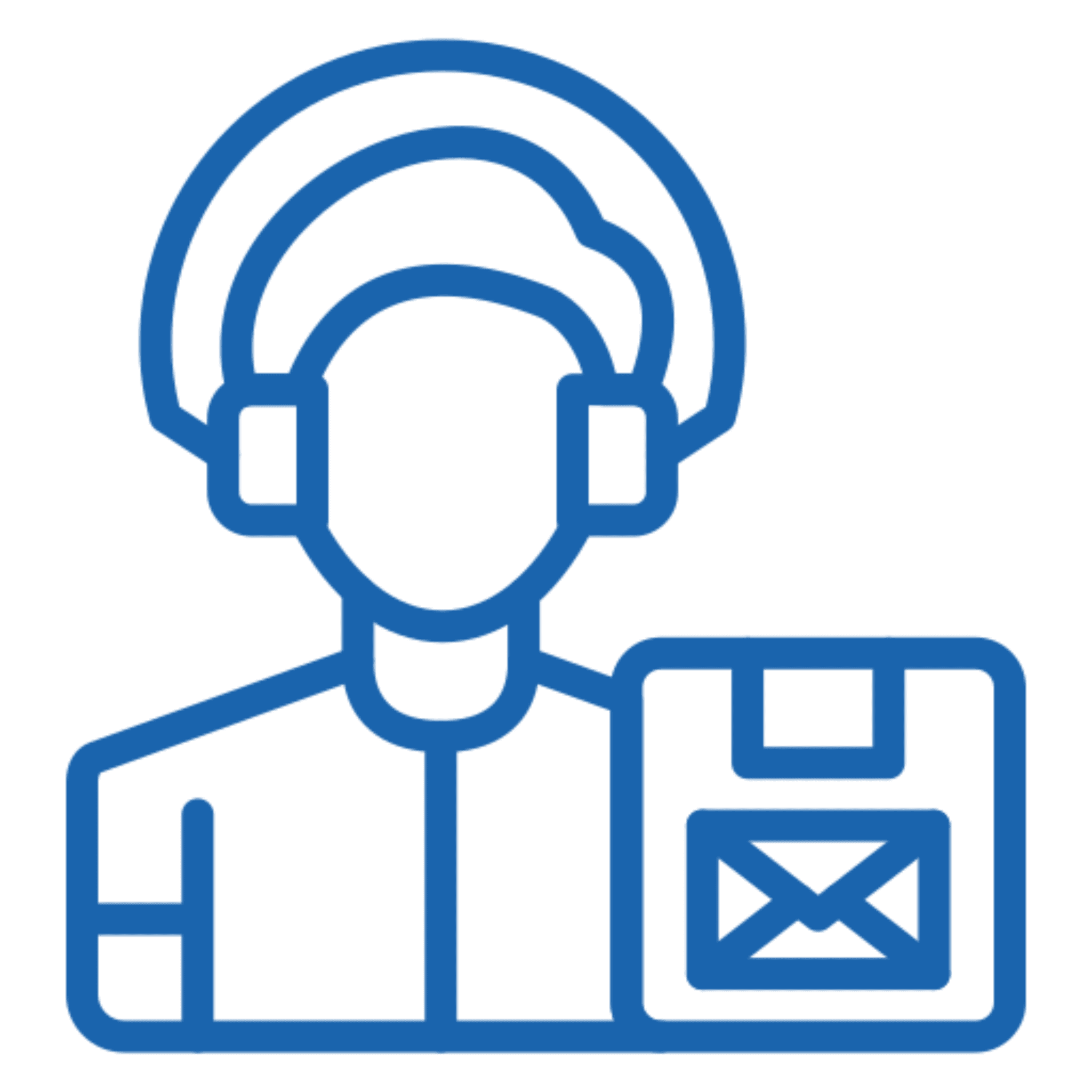 Customer service icon with headset and envelope.
