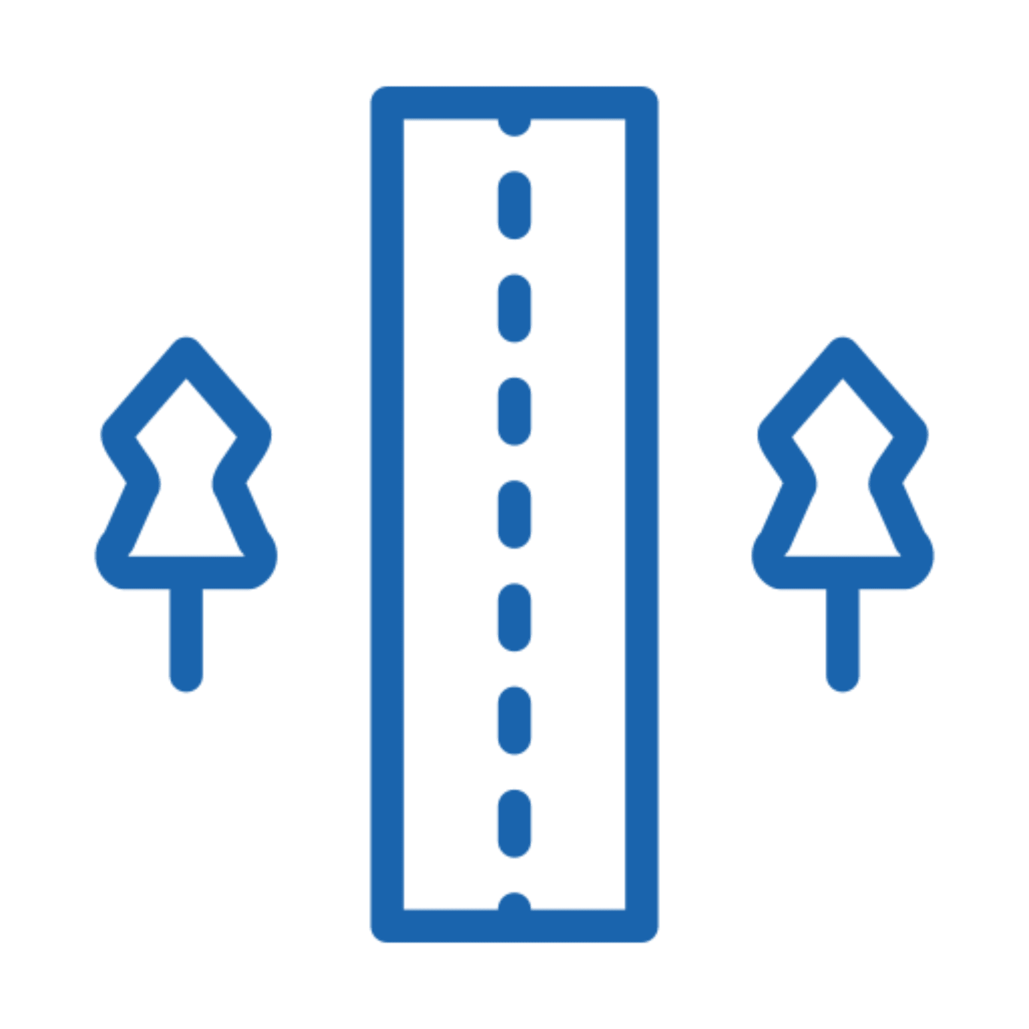 Road with trees icon, blue outline.