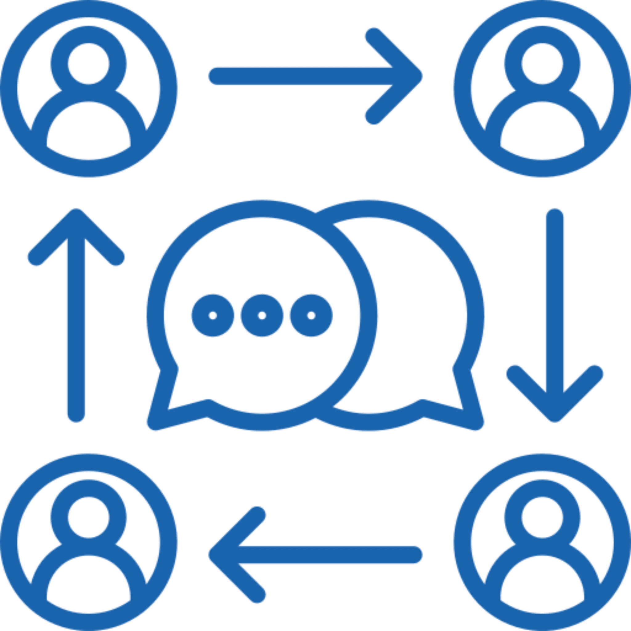 Communication network diagram with arrows and icons.