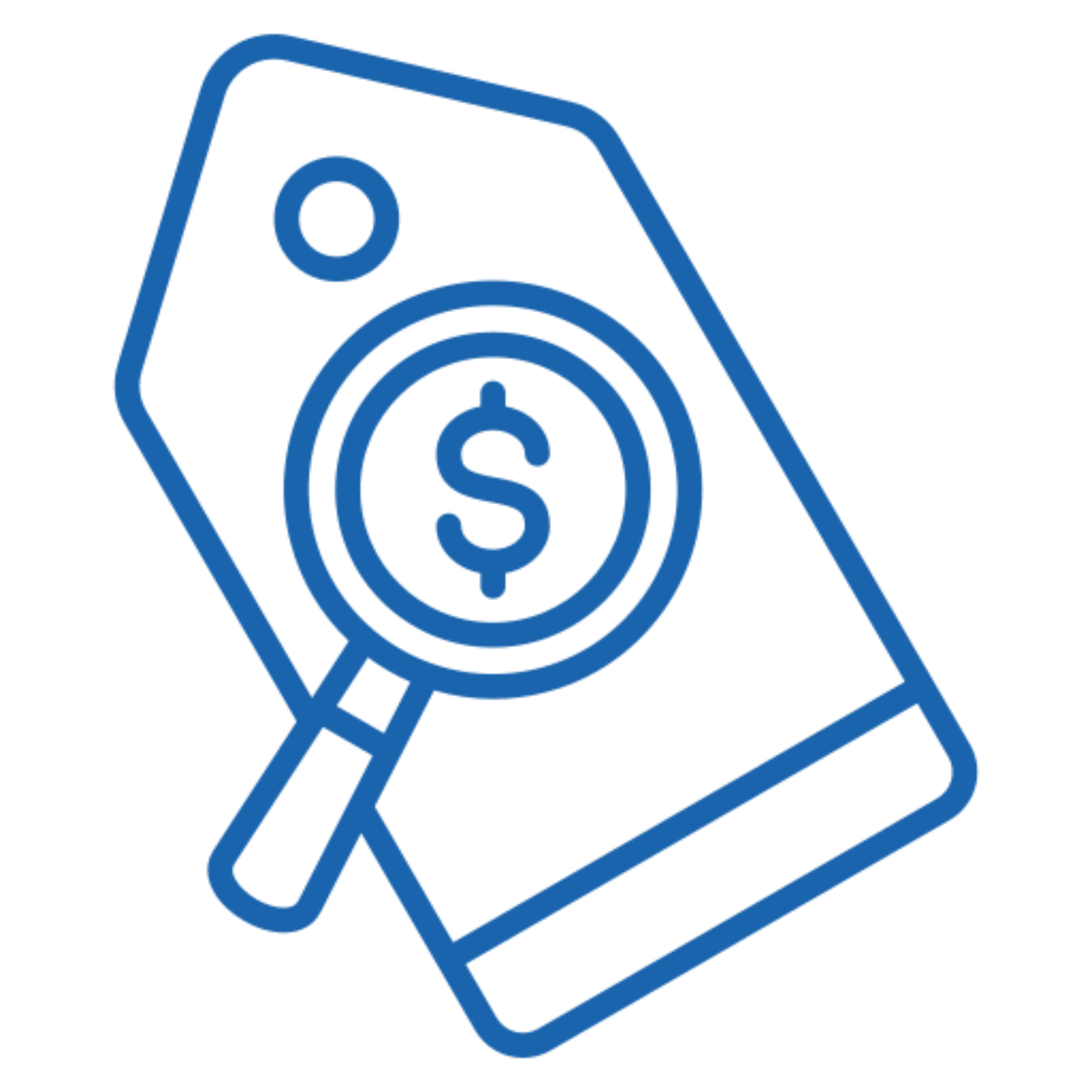 Price tag with magnifying glass icon.